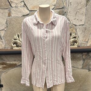 Tahari Pink and White Striped Button-Down Shirt